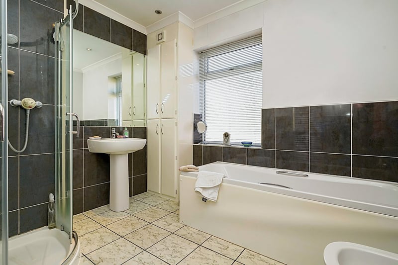 The family bathroom is a fitted suite with bath, separate shower and bidet, the toilet is found detached from the main bathroom.