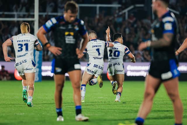 Mason Lino's 80th-minute drop goal left Leeds Rhinos shattered when they visited Bewlle Vue last July. Picture by Alex Whitehead/SWpix.com.