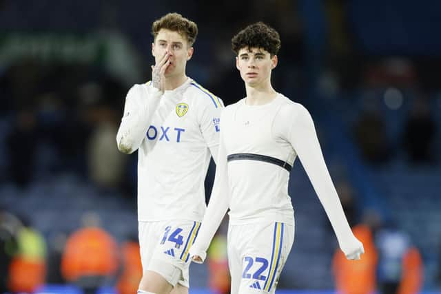 STAY AND SIGN: The advice from David Prutton over Archie Gray, right, and Joe Rodon, left. Picture by Richard Sellers/PA Wire.