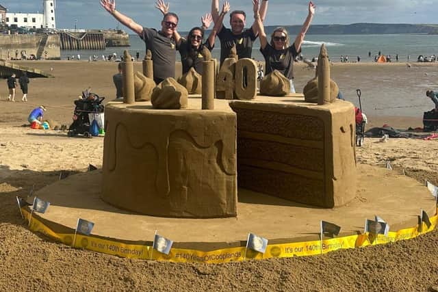 A sand sculpture cake was part of the celebrations