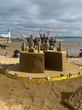 A sand sculpture cake was part of the celebrations