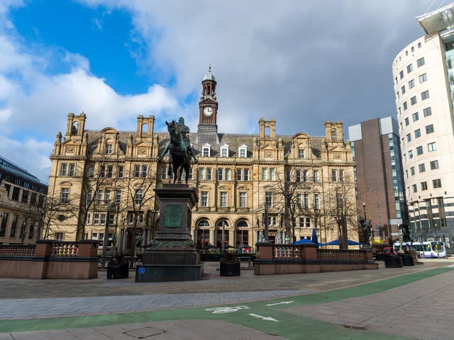 The statue of the Black Prince in City Square was commissioned by Thomas Harding, the Mayor of Leeds, to celebrate Leeds' new status as a city. A local champion, such as crusader Henry de Lacy, was rejected in favour of a nationally prominent figure: Edward the Black Prince, eldest son of Edward III. The bronze sculpture was unveiled in front of thousands of spectators on City Square in September 1903.