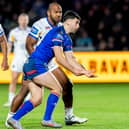 Jack Sinfield gets a pass away for Wakefield Trinity during their Challenge Cup win against his old club Leeds Rhinos in March. Picture by Allan McKenzie/SWpix.com.