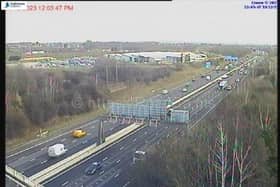 An appeal has now been launched into the collision on the western carriageway of the M62 between junctions 29 and 30, that happened shortly after 1am this morning (December 19). Photo: motorwaycameras.co.uk.