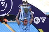 Despite featuring infrequently for the Premier League champions, Kalvin Phillips has achieved the goal of getting his hands on silverware since his £42m switch last summer. Look at that grin. (Photo by OLI SCARFF/AFP via Getty Images)
