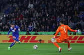 Leicester winger Harvey Barnes has scored each time Leeds have met the Foxes since their promotion to the Premier League in 2020 (Photo by GEOFF CADDICK/AFP via Getty Images)