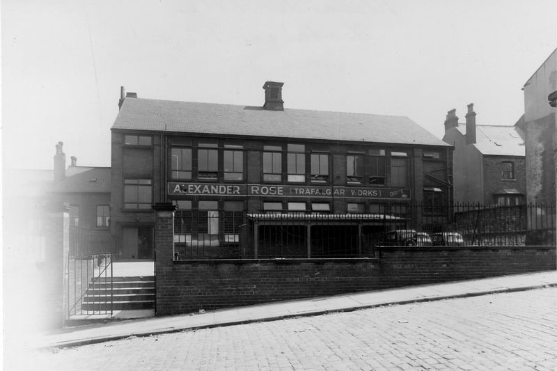 Trafalgar Works, premises of Alexander Rose, clothing manufacturer, on Elmwood Street in June 1951.