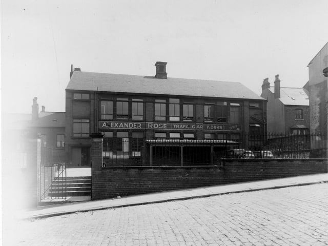 Trafalgar Works, premises of Alexander Rose, clothing manufacturer, on Elmwood Street in June 1951.