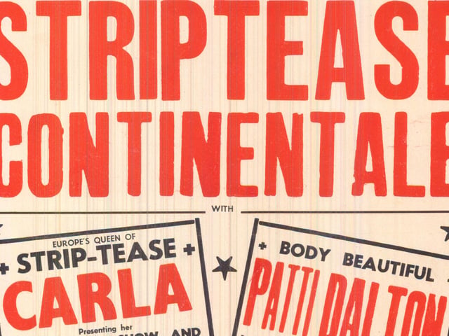 This show at the City Varieties in March 1957 featured Europe's Queen of striptease Carla with her boudoir peep show and tassle dance as well as 'body beautiful' Patti Dalton, billed as 'nude, neat and naughty'.