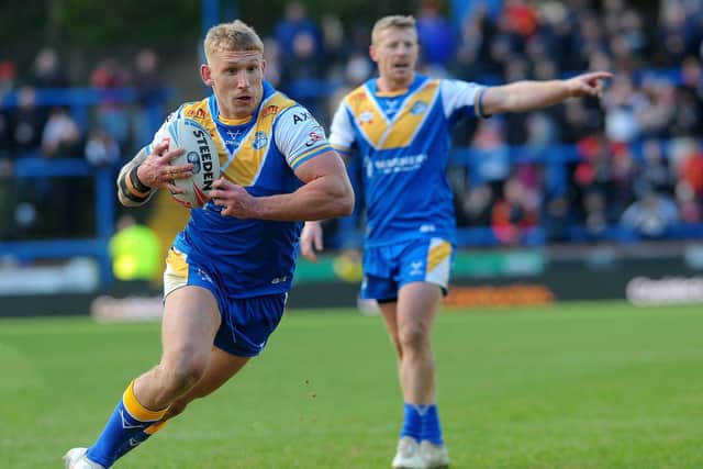 Mikolaj Oledzki on the attack for Leeds Rhinos in Cameron Smith's testimonial game against Bradford Bulls last month. Picture by Steve Riding.