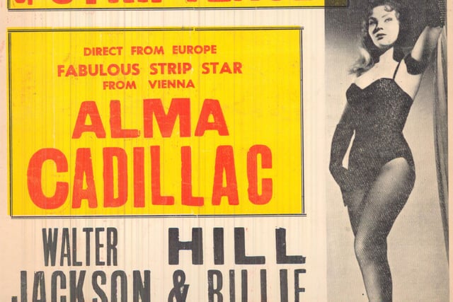 'Fabulous strip star from Vienna' Alma Cadillac took centre stage in this show at the City Varieties in October 1960.