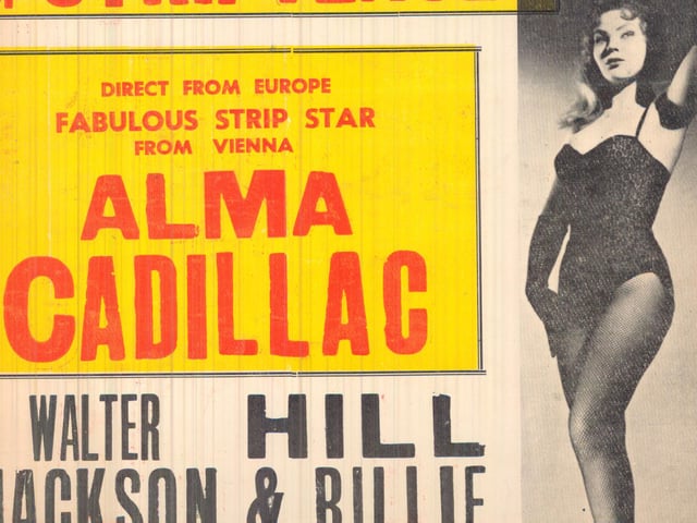 'Fabulous strip star from Vienna' Alma Cadillac took centre stage in this show at the City Varieties in October 1960.