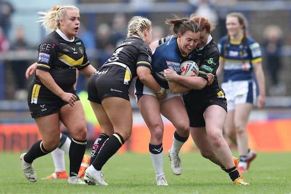 Georgia Hale was one of five debutants on duty for Rhinos against York. Picture by John Clifton/SWpix.com.