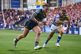 Chris Hankinson scores for Leeds Rhinos in their 34-6 win at Warrington Wolves. Picture by Olly Hassell/SWpix.com.