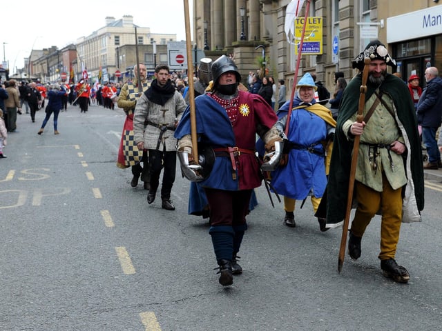 The parade began outside Morley Town Hall at 11:30am.