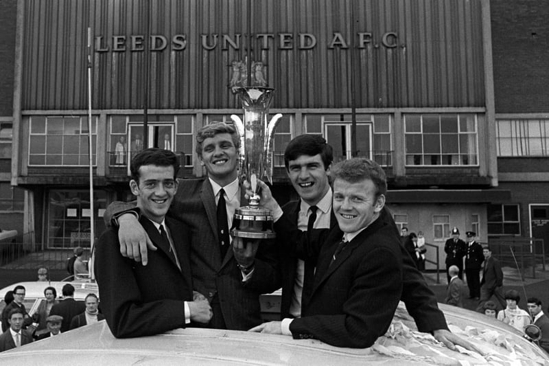 1968 of Leeds United's (left-right) Terry Hibbitt, Gary Sprake, Peter Lorimer and Billy Bremner with the Inter-Cities Fairs Cup