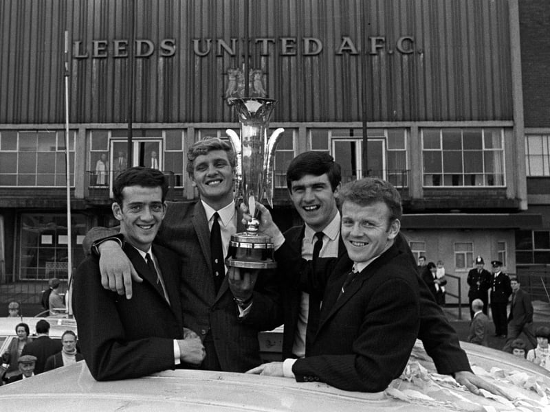1968 of Leeds United's (left-right) Terry Hibbitt, Gary Sprake, Peter Lorimer and Billy Bremner with the Inter-Cities Fairs Cup