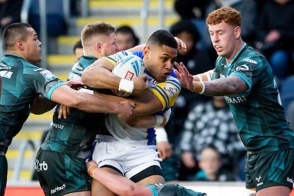 Leeds Rhinos' David Fusitu'a has endured terrible luck with injuries and suffered a new blow in the defeat by Huddersfield Giants. Picture by Allan McKenzie/SWpix.com.