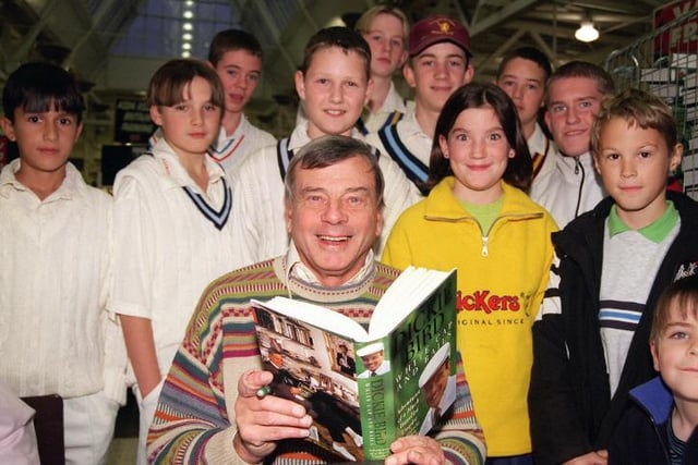Dickie Bird signed copies of book at the Doncaster Asda in 1999.