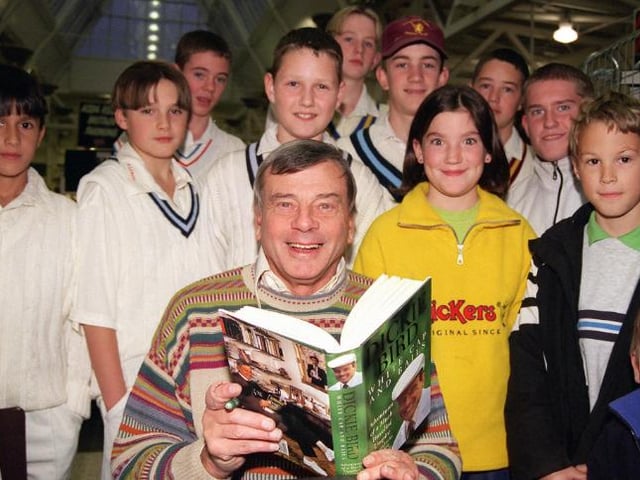 Dickie Bird signed copies of book at the Doncaster Asda in 1999.