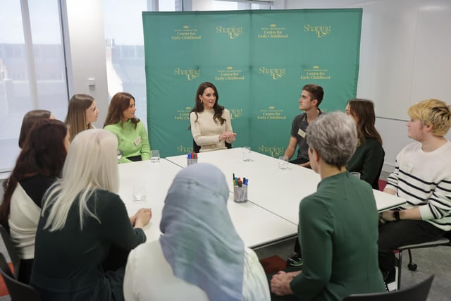 The Princess of Wales spoke with students on the Childhood Studies BA at the University of Leeds, which focuses on a broad approach to early childhood development, during her visit to the city for the launch of the Shaping Us campaign to raise awareness of the unique importance of early childhood.