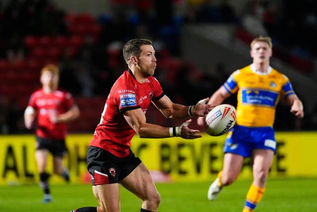Chris Atkin in action for Salford Red Devils against Leeds Rhinos three weeks ago. Picture by Olly Hassell/SWpix.com.