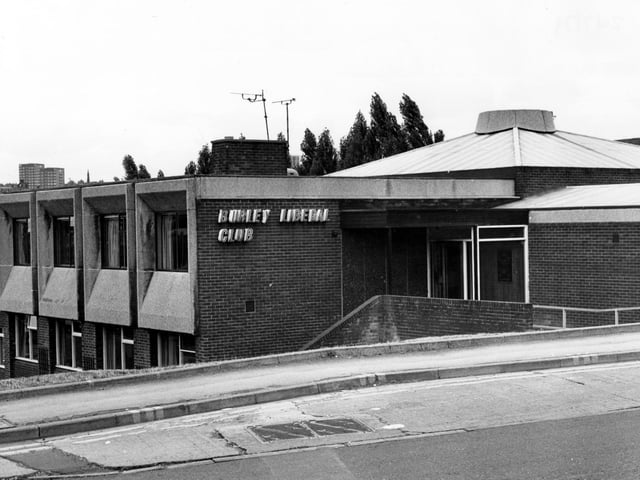 The entrance to the Burley Liberal Club at the junction of Willow Road and Burley Road. Pictured in July 1979.