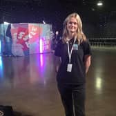 Katie on the set of Real Deal