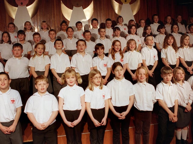 The Cookridge Primary School choir rehearse for their Christmas concert. Pictured in December 1999.