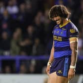 Trinity's Kevin Proctor leaves the field after being sent off against Warrington. Picture by Paul Currie/SWpix.com.
