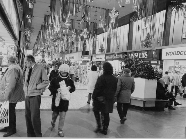 Inside the Arndale Shopping Centre at Crossgates in December 1988.
