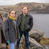 From left, Nia Roberts, Sian Reese-Williams and Mark Lewis-Jones star in the second series of Channel 4 drama The Light in the Hall (Picture: Channel 4)