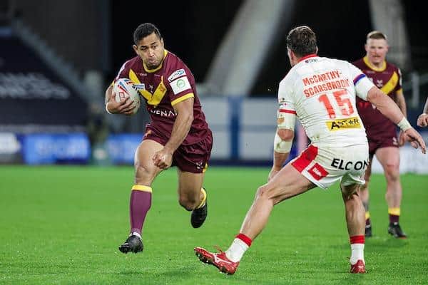 Rhinos' Sam Lisone is "excited" to be facing friend and former teammate Sebastine Ikahihifo of Huddersfield Giants. Picture by Alex Whitehead/SWpix.com.