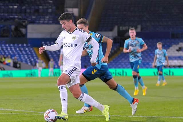 Sonny Perkins evades pressure during Leeds' 6-2 win over Southampton's Under-21s in Premier League 2 (Pic: Steve Riding)