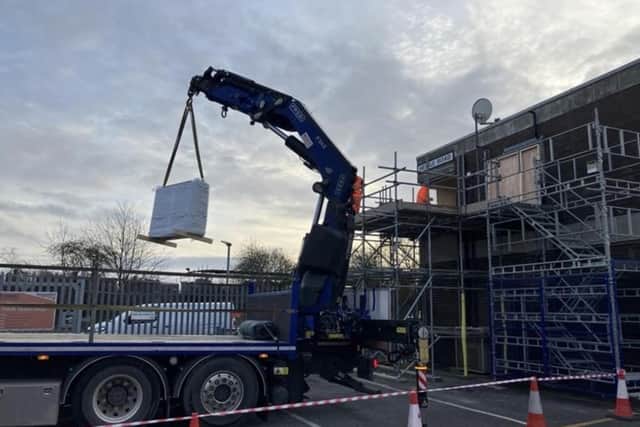 New signallers' panel being lifted into Hessle Road signal box. (Pic credit: Network Rail)