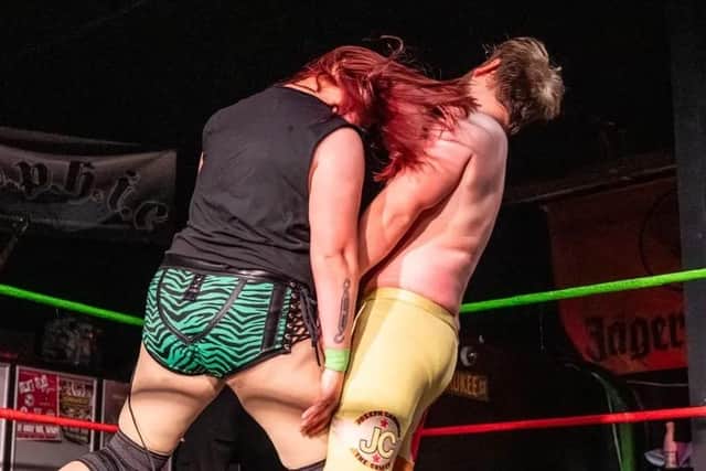 Harley Harris (left) will be one of the female wrestlers performing. Photo by Rumble Snaps.