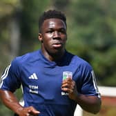FLORENCE, ITALY - JUNE 07: Wilfried Gnonto of Italy warms up during training session at Forte Village Resort on June 07, 2023 in Santa Margherita di Pula, Italy. (Photo by Claudio Villa/Getty Images)