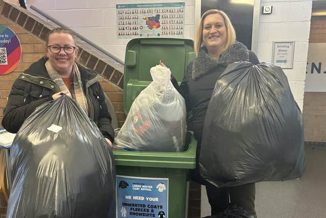 Debbie Binnersley and Tracy Morgan from Zero Waste Leeds collecting donations