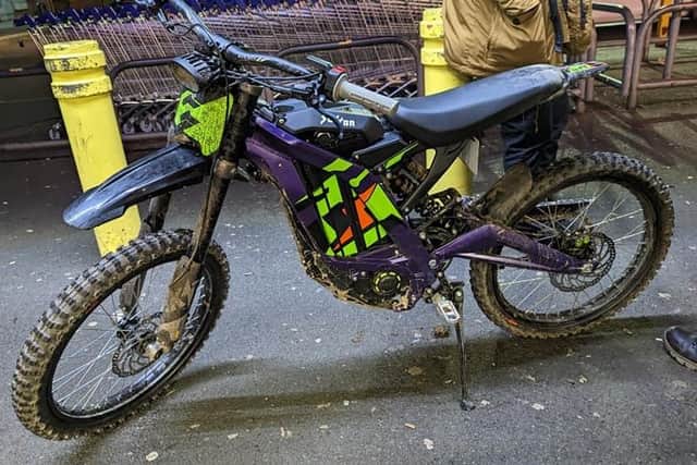 Police were patrolling Middleton and Belle Isle when they spotted a Sur-Ron E-Bike and seized it from the rider. Image: West Yorkshire Police