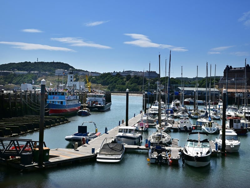 The harbour sparkling in the sun.