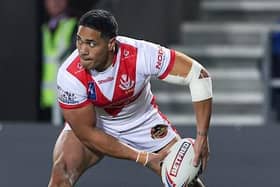 Picture by Paul Currie/SWpix.com - 03/03/2023 - Rugby League - Betfred Super League Round 3 - St Helens v Leeds Rhinos - The Totally Wicked Stadium, St Helens, England - St Helens' Sione Mata'utia