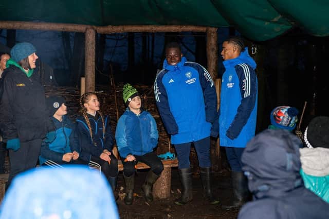 SPECIAL VISIT - Leeds United pair Willy Gnonto and Crysencio Summerville surprise children at Lineham Farm