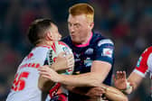 Luis Roberts, seen being tackled by Jai Whitbread, made his final appearance for Leeds Rhinos in last Friday's defeat at Hull KR. Picture by Allan McKenzie/SWpix.com.