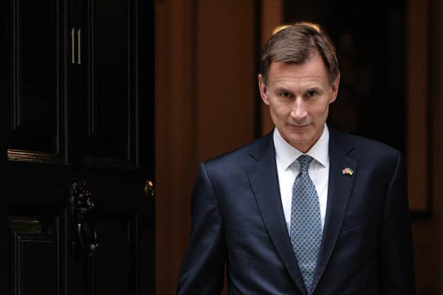 Chancellor of the Exchequer Jeremy Hunt departs Downing Street to present the Autumn Statement to the House of Commons on November 17, 2022 in London, England.