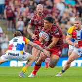 Tom Amone, seen on the ball for Leigh Leopards against London Broncos last year, has joined Castleford Tigers until the end of this season. Picture by Olly Hassell/SWpix.com.