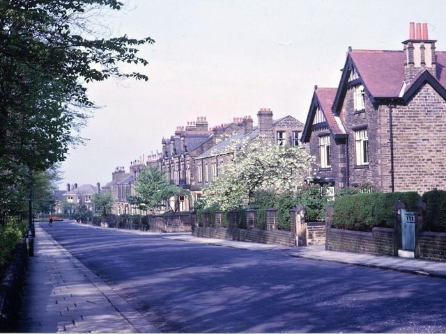 St. Andrew's Avenue looking towards the roundabout at the Dartmouth Park entrance at the top of Scatcherd Lane in May 1965. This is now part of a conservation area, the high quality housing being built mostly between 1900 and 1925.
