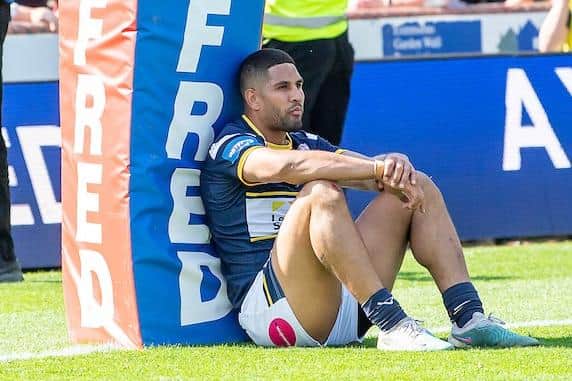 A dejected Nene MacDonald after Rhinos' Challenge Cup loss to Wigan in May. Picture by Allan McKenzie/SWpix.com.