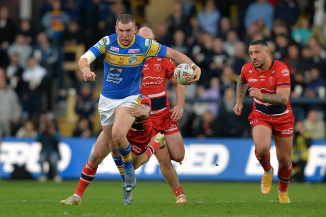 Cameron Smith on the attack for Rhinos at Hull KR last month.  Picture by Bruce Rollinson.