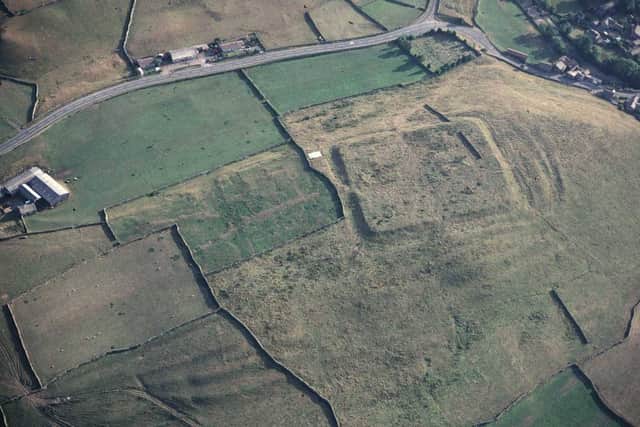 An aerial view of Bainbridge's Roman Fort.