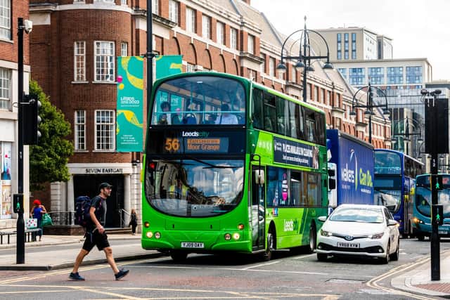 Buses around Leeds City Centre. Picture By Yorkshire Evening Post Photographer,  James Hardisty. Date: 20th July 2023.